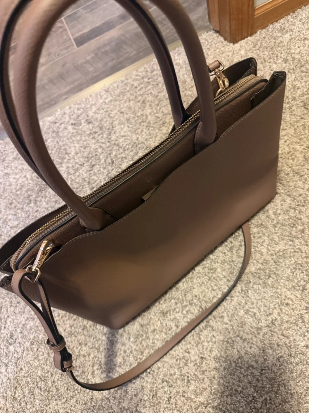 a new day Taupe Brown Structured Tote with Removable Strap